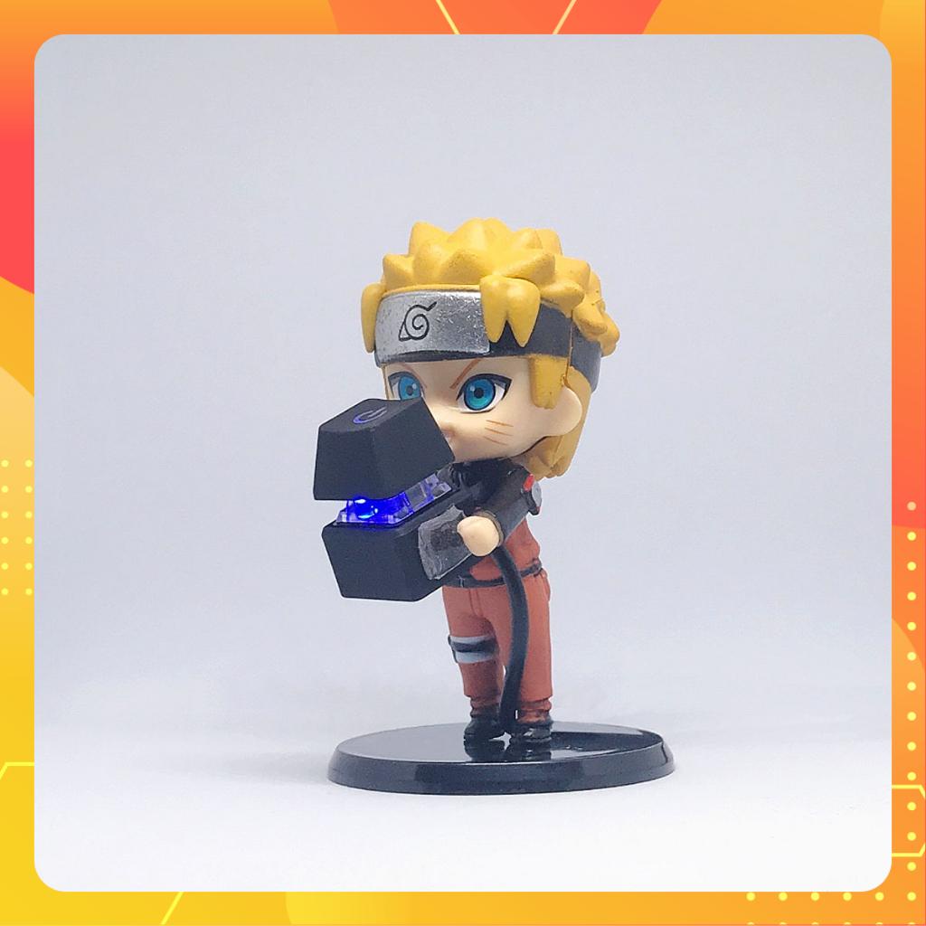 Nút bật nguồn máy tính đen decor với mô hình 10cm Naruto, OnePiece; công tắc blue switch dây nối dài 1.65m bật PC dễ hơn