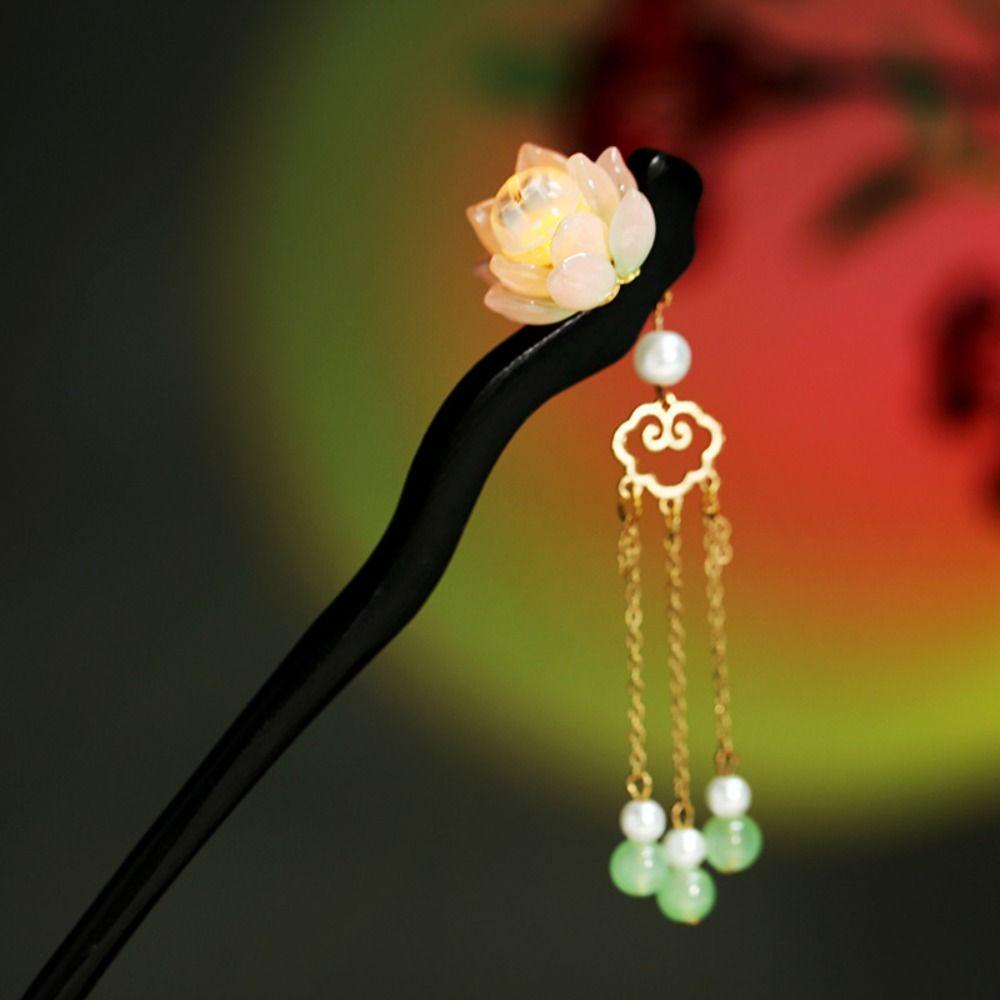 Mxbeauty Trâm Cài Tóc Bằng Gỗ Hình Hoa Sen Phát Sáng Phong Cách Trung Hoa Cổ Điển Dành Cho Nữ