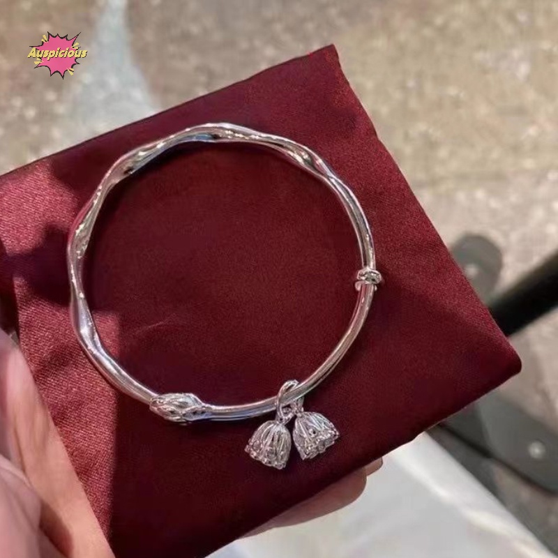 Vòng Tay Bạc Mặt Phật Hình Hoa Sen vintage Thời Trang Quà Tặng Ngày Của Bạn Nữ mobius