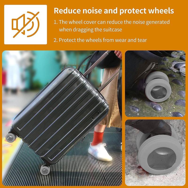 Set 8 Vòng silicone Bọc Bánh Xe Hành Lý Giảm Tiếng Ồn