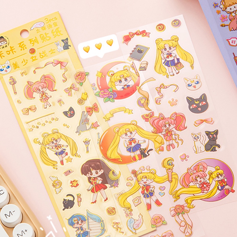 Bộ 3 Tấm Sticker Hoạt Hình Bằng Đồng Chống Thấm Nước Trang Trí diy