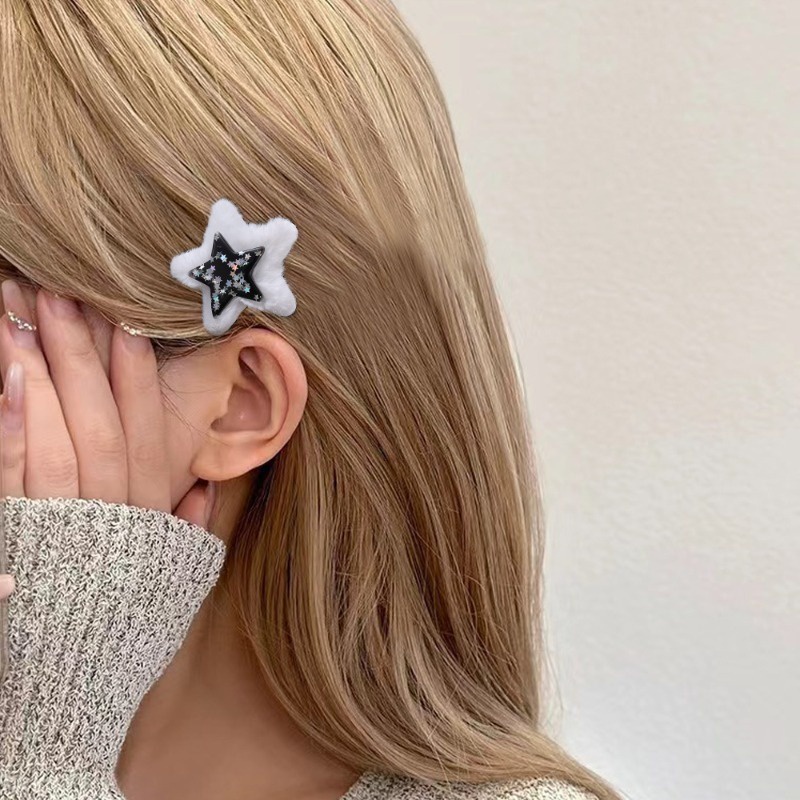 Kẹp Tóc Hình Ngôi Sao Năm Cánh / Kẹp Tóc Lông Nhung Dễ Thương Ngọt Ngào / Kẹp Tóc Mỏ Vịt Đơn Giản /