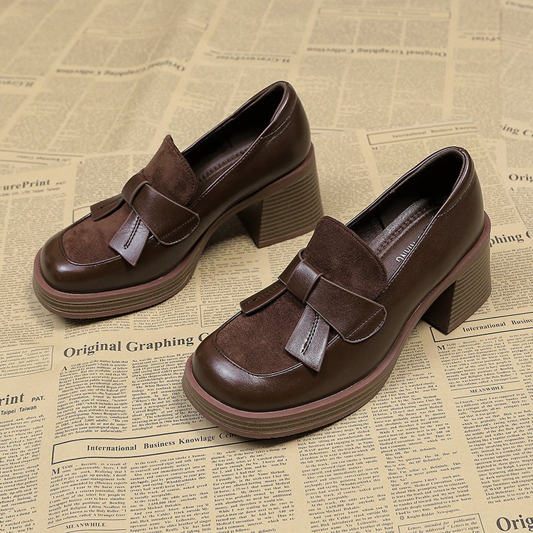 Giày Cao Gót Mũi Tròn Chống Thấm Nước Hợp Thời Trang