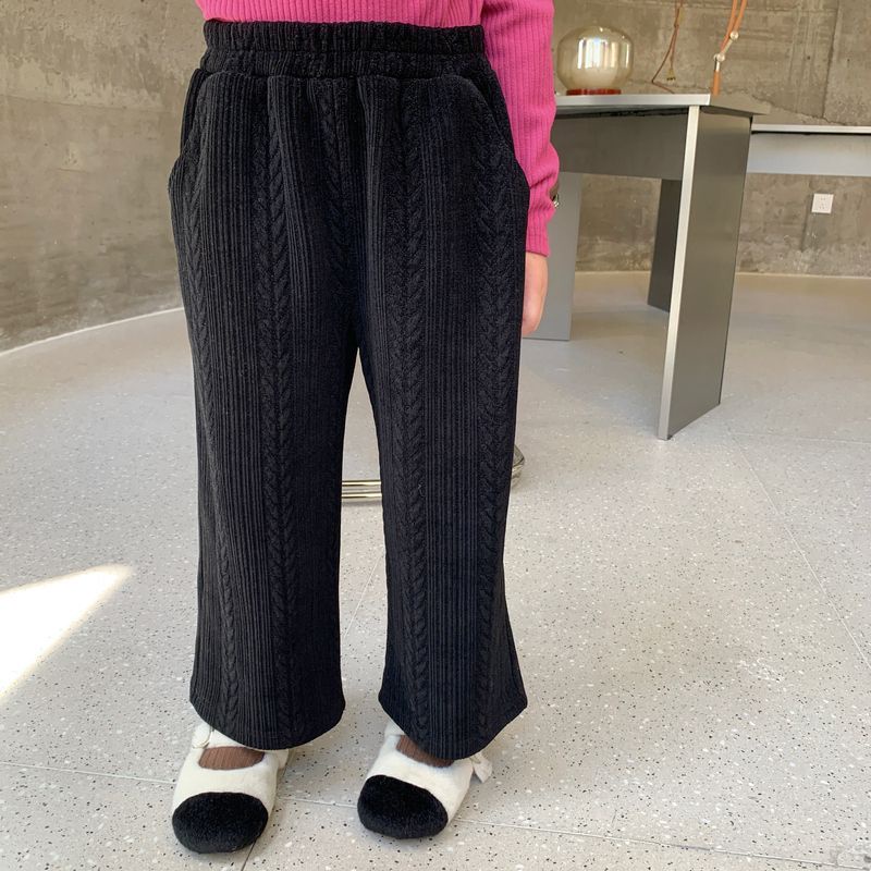 Quần Dài Vải Nhung Ống Rộng Thời Trang Thu Đông Cho Bé Gái