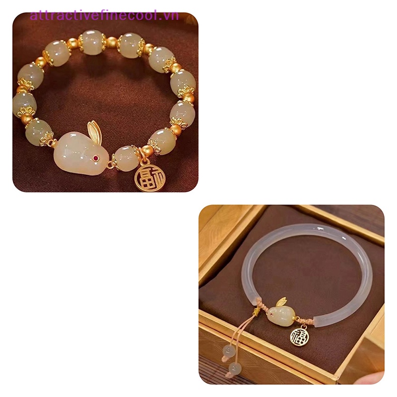 Acvn Vòng Tay Hạt Tròn Mặt Hình Thỏ vintage Trung Hoa Có Thể Điều Chỉnh Trang Sức Trang Sức Bán Chạy