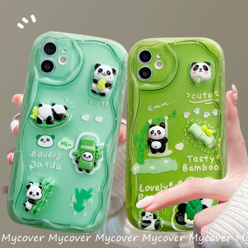 Dễ Thương Ốp Điện Thoại Silicon Mềm Trong Suốt Hình Gấu Trúc 3d Cho iphone 11 12 13 14 15 pro max x xr xs 8 7 6 plus se