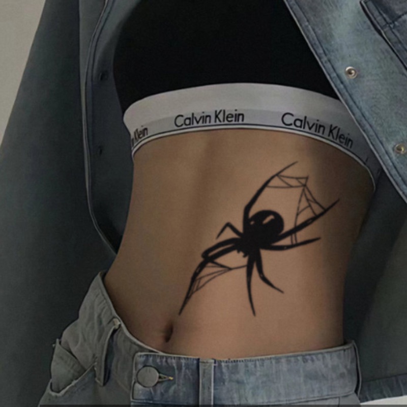 Đen Hình Xăm Dán Tạm Thời Trong 15 Ngày Hình Nhện Và Cây Lá