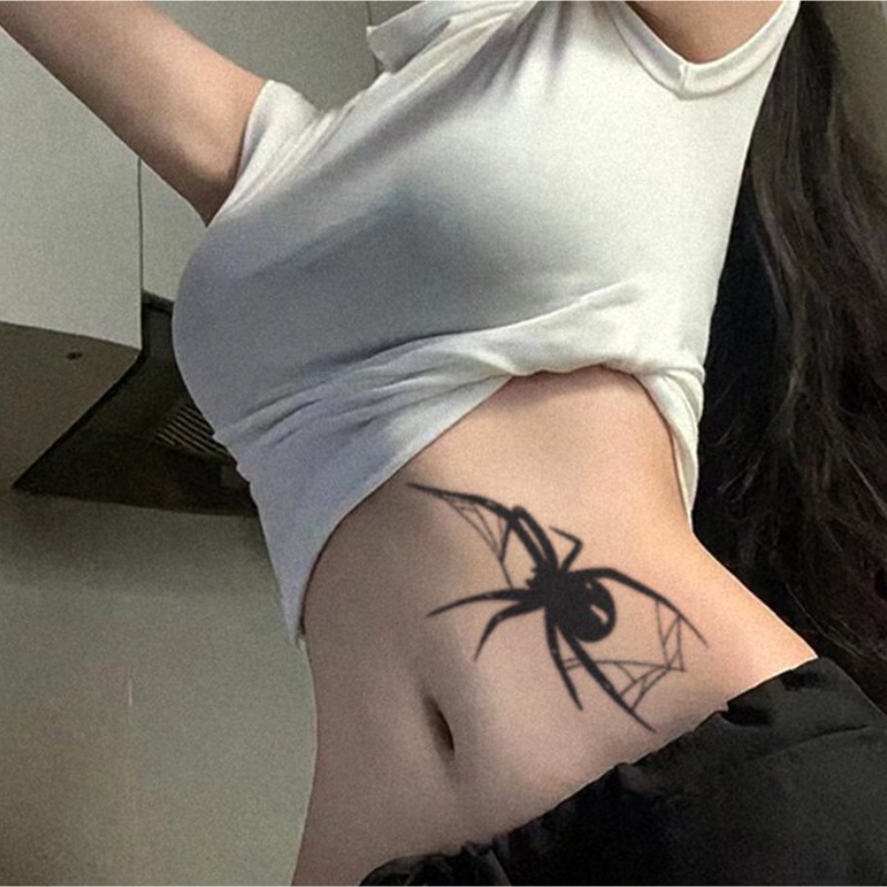 Đen Hình Xăm Dán Tạm Thời Trong 15 Ngày Hình Nhện Và Cây Lá