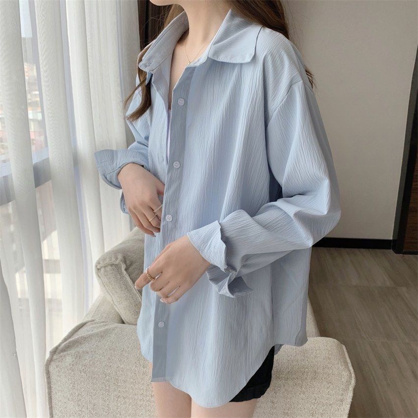 Áo Sơ Mi Nữ Tay Dài Dáng Rộng Phong Cách Hàn Quốc áo kiểu nữ NZ-CS-76