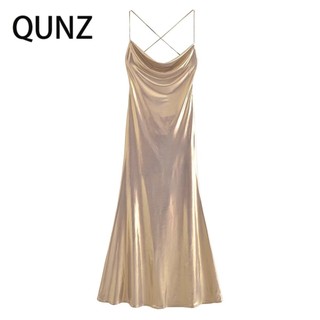 Qunz Thời Trang Vàng mini sexy Váy 23202