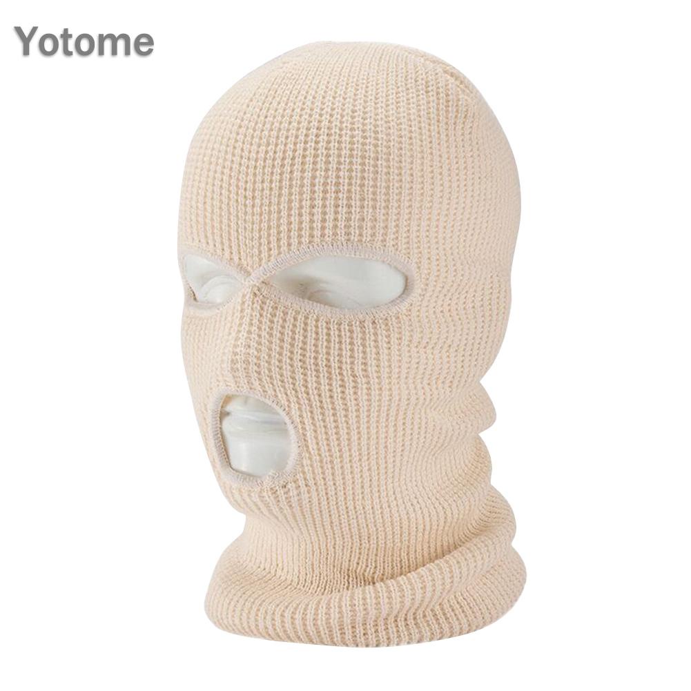 Mũ Trùm Đầu Dệt Kim Có Mặt Nạ acrylic 3 Lỗ Ấm Áp Khi Đi Xe Đạp / Trượt Tuyết