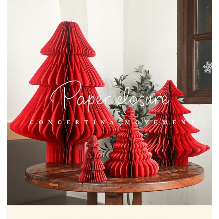 Paper Christmas tree ornaments Christmas pendants shopping mall window holiday background decorations gold powder high-end paper art