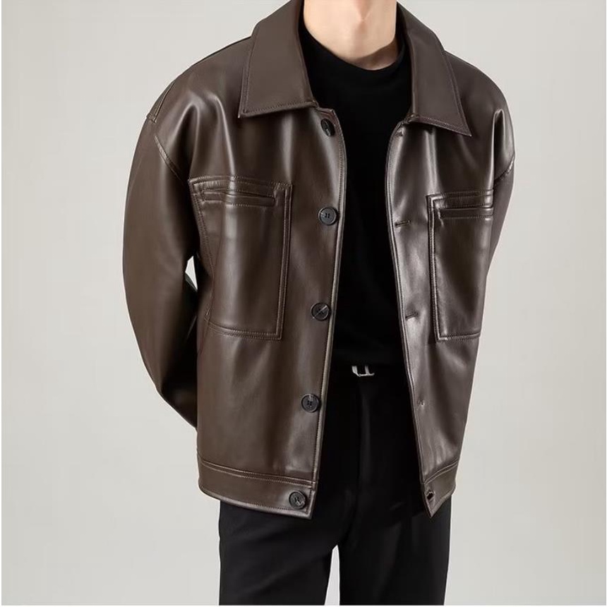 Áo Khoác Da Phong Cách Hàn Quốc Thời Trang Xuân Thu 2023 Cho Nam