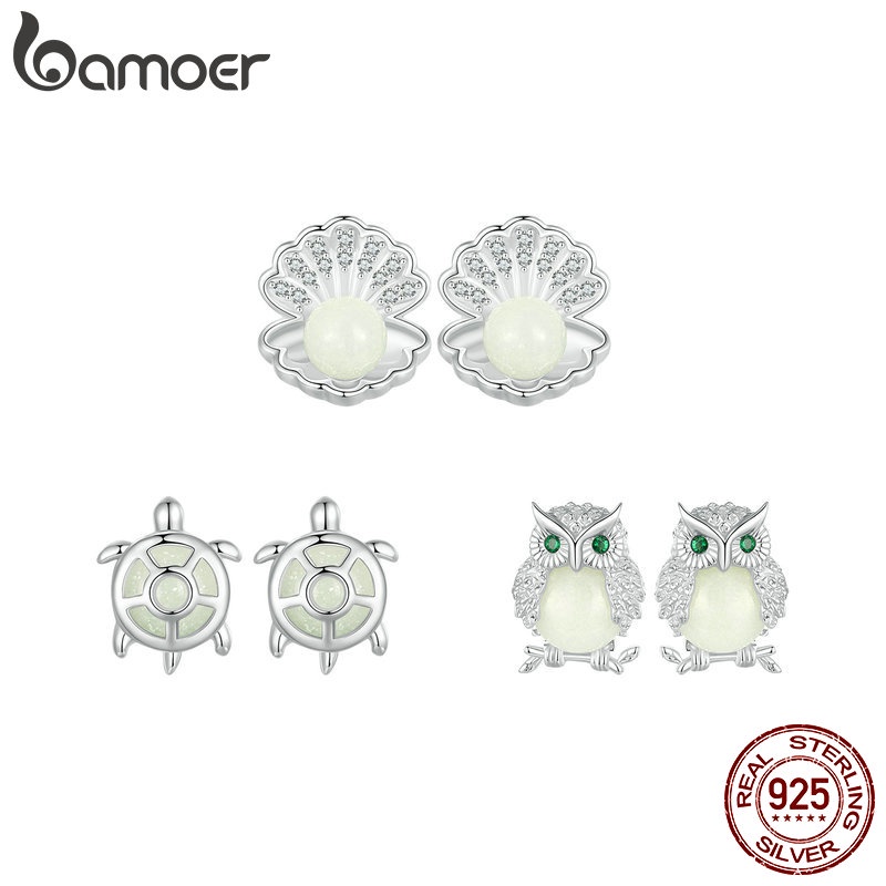 Bamoer Bông Tai Bạc 925 Hình Tam Giác / Trái Tim Đơn Giản Thời Trang Cho Nữ