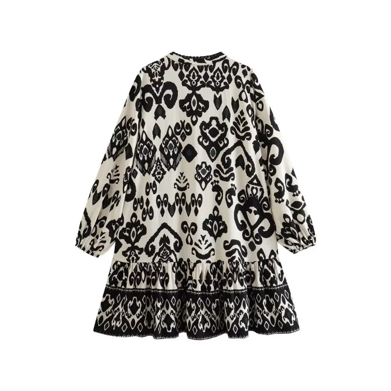 Zara Đầm mini Form Rộng In Họa Tiết Phong Cách Âu Mỹ Cho Nữ 9878146 070