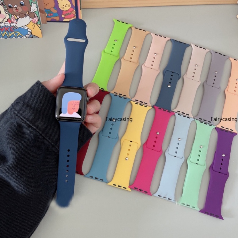 Dây Đeo Thay Thế Bằng silicone 2 49mm 44mm 40mm 45mm 41mm 42mm 38mm 44 45 49 mm Cho iwatch series 9 8 ultra 7 se 3 4 5 6