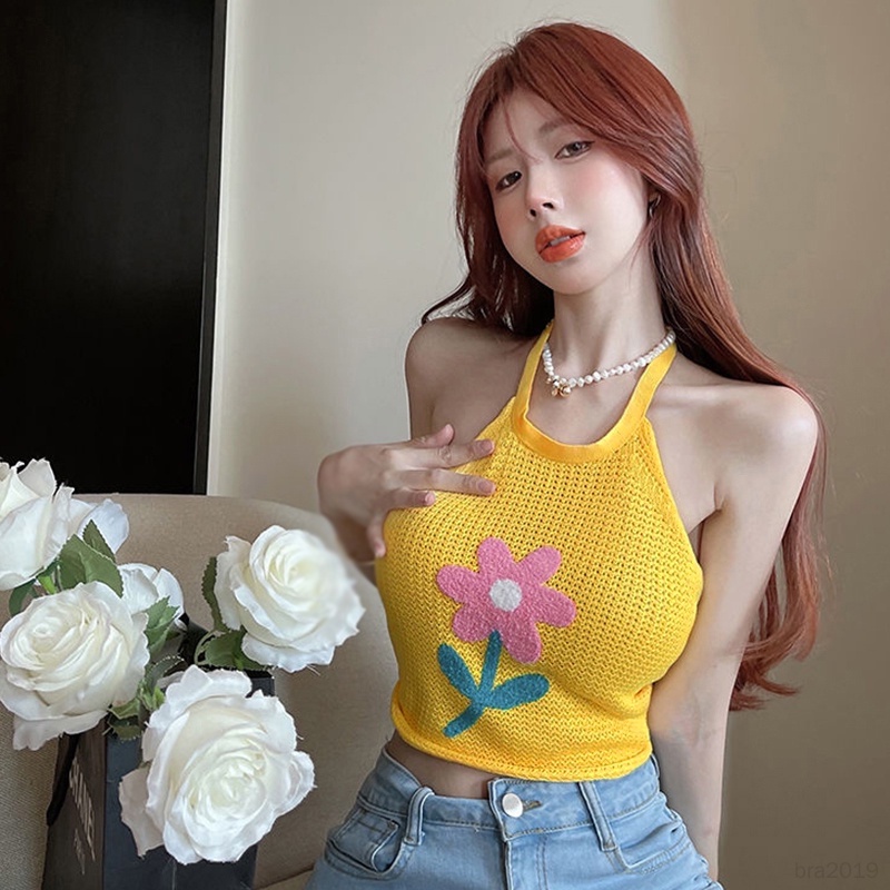 Áo Croptop Dệt Kim Sát Nách Thiết Kế Hở Lưng Quyến Rũ