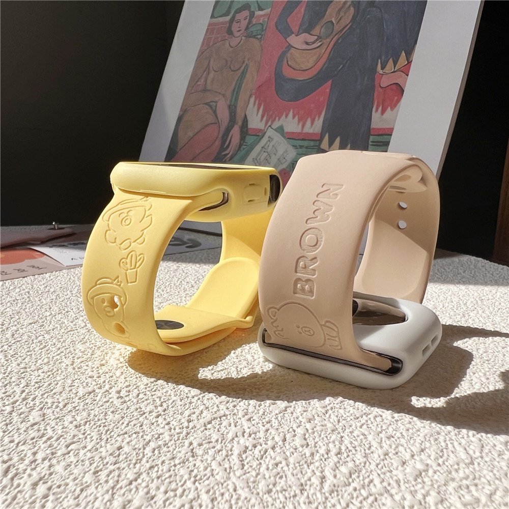 Hoạt Hình Dây Đeo Đồng Hồ 3d Hình Gấu brown / Thỏ cony Cho apple watch ultra 49mm s9 s8 series 7 se 6 5 4 3 2 1