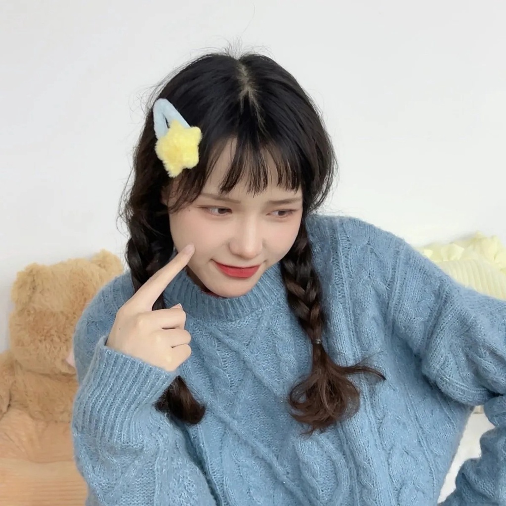 Bộ 5 Kẹp tóc mái ngôi sao Kẹp Tóc Lông Xù Đính Ngôi Sao Đáng Yêu Thời Trang Hàn Quốc