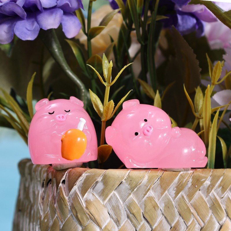 Đồ trang trí Heo Dạ Quang mini Bằng Nhựa resin Trang Trí Tiểu Cảnh Ban Đêm diy