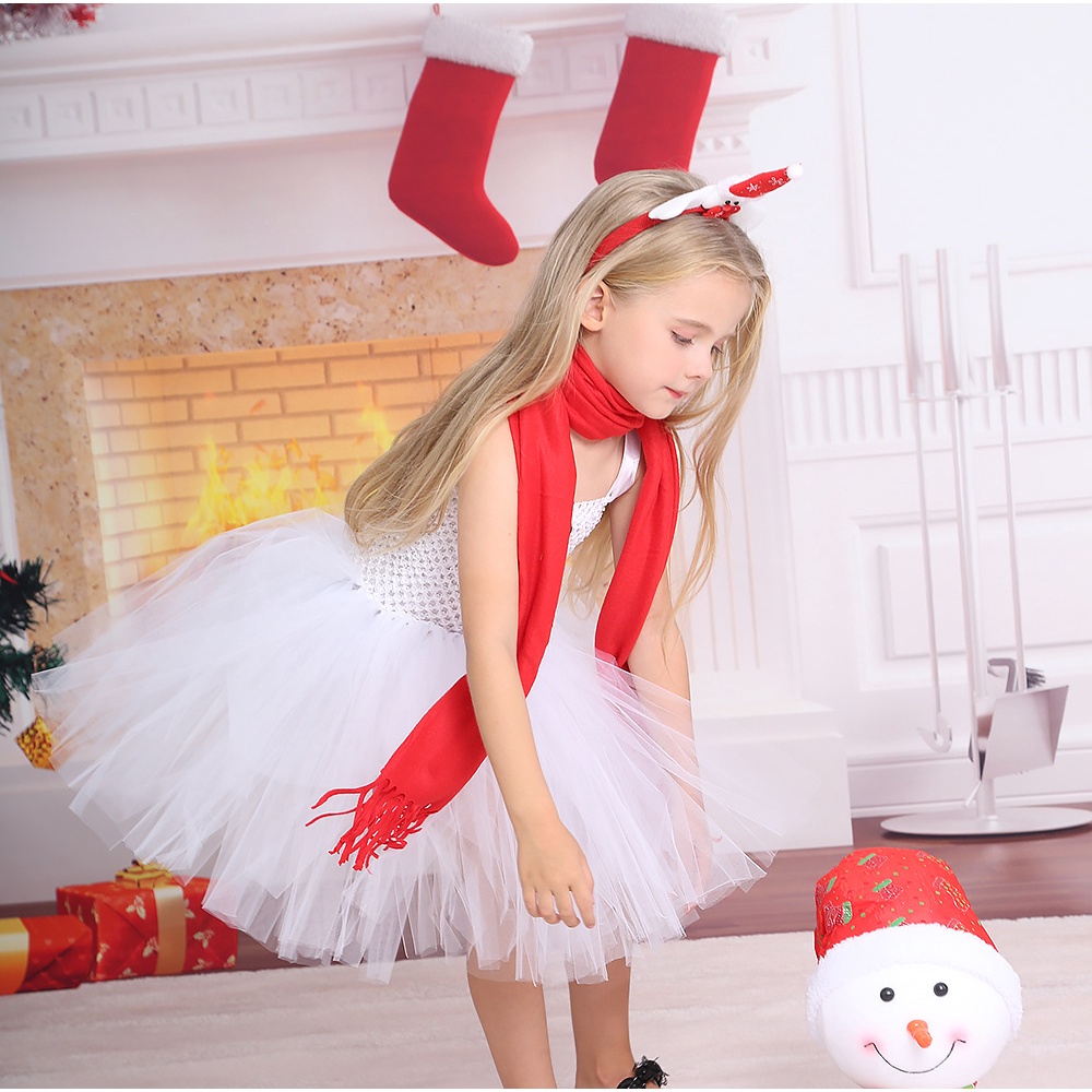 Đầm Hóa Trang Giáng Sinh Dễ Thương Cho Bé Gái