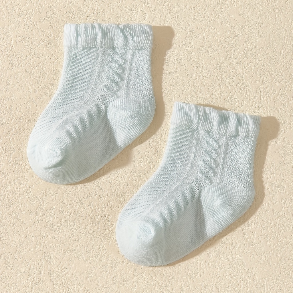 Set 4 Đôi Tất Dệt Kim Phối Lưới Thoáng Khí Thoải Mái Dễ Thương Cho Bé Gái