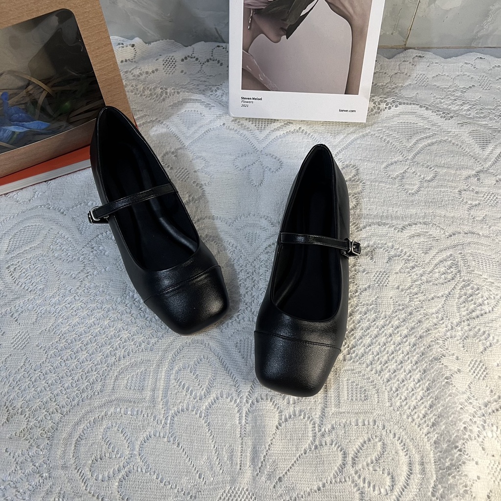 Giày búp bê bigsize tiểu thư mũi vuông vá mũi bệt size 40-44