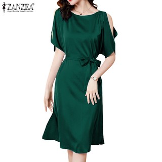 Zanzea Đầm Nữ Cổ Tròn Tay Lỡ Phong Cách Hàn Quốc