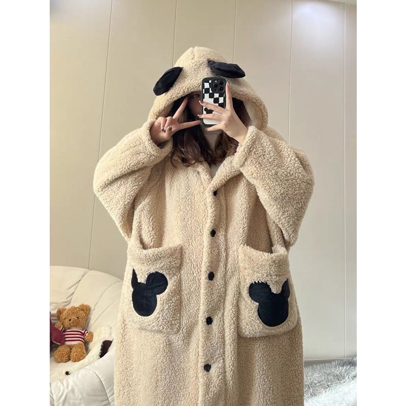 Đầm Ngủ Tay Dài Chất Nỉ Dày Dặn Thời Trang Mùa Đông 2023 Dễ Thương Cho Nữ