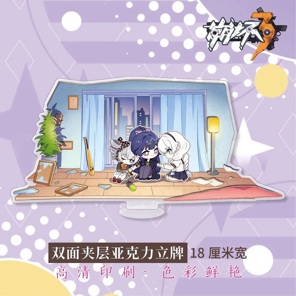 Mô hình Standee Honkai Impact 3 Kiana Kaslana Raiden Mei Fu Hua Phụ kiện trang trí để bàn góc học tập