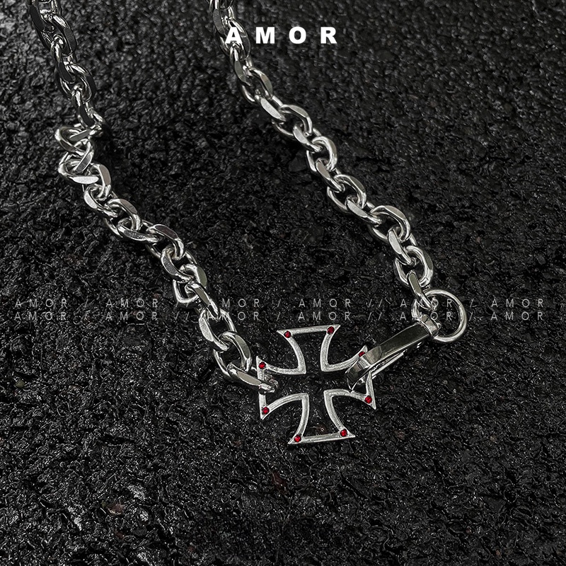 Vòng cổ Hợp Kim Mặt Thánh Giá Đính Đá Thời Trang Cho Nam Nữ