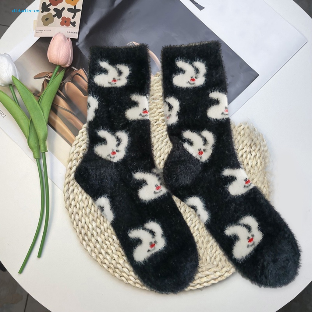 Didadia Vớ Nhung Giữ Ấm Mùa Thu Đông Thiết Kế Hình Thỏ cherry Hoạt Hình Màu Lông Chồn Hoàn Hảo Cho Nữ