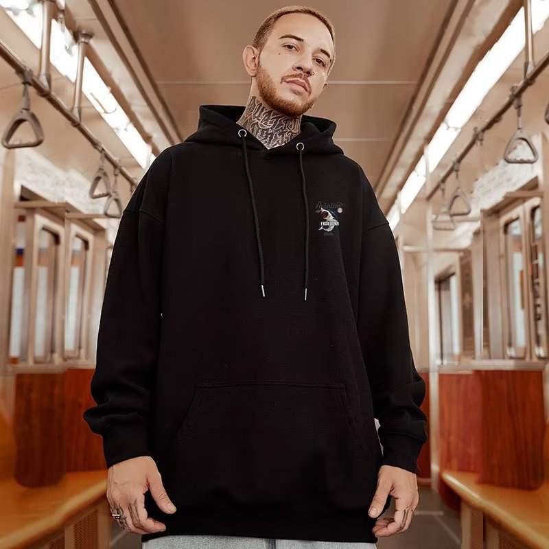 M-8XLáo khoác nam hoodie Cotton Nhung Dày Dặn Tay Dài In Hoạt Hình Cá Mập Kiểu retro Mỹ Thời Trang Mùa Thu Cho Nam Unisex