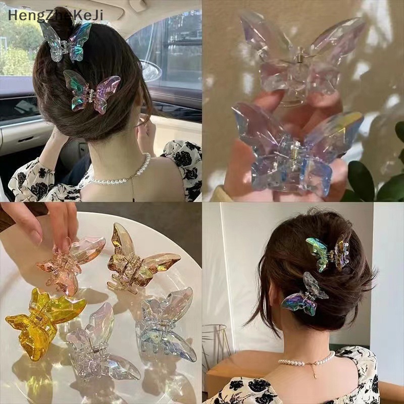 Kẹp Tóc Đuôi Ngựa Bằng acrylic Đính Pha Lê Hình Bướm Thanh Lịch Thời Trang Cho Nữ