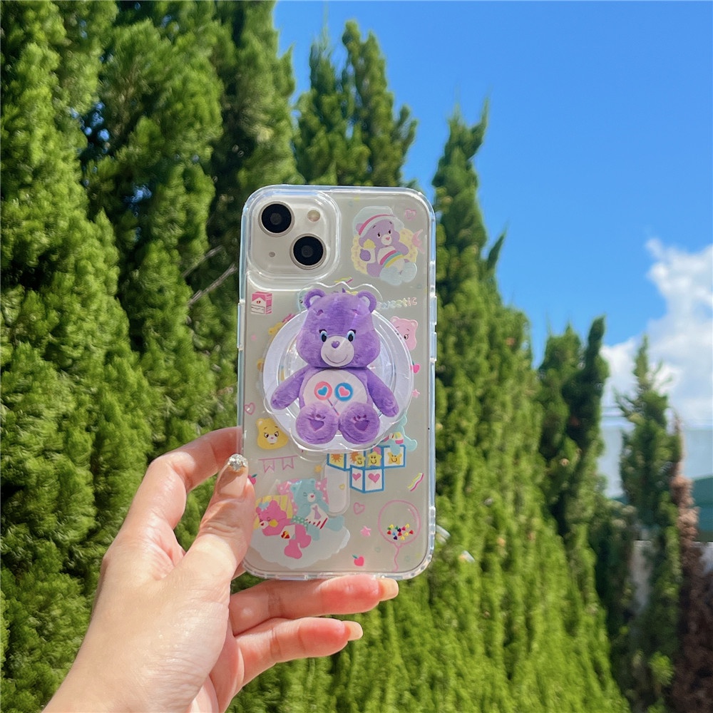 Ốp Điện Thoại Cứng Thân Thiện Với Môi Trường Hình Gấu Có Nam Châm Cho iphone 15 pro max 14 13 12 pro 11