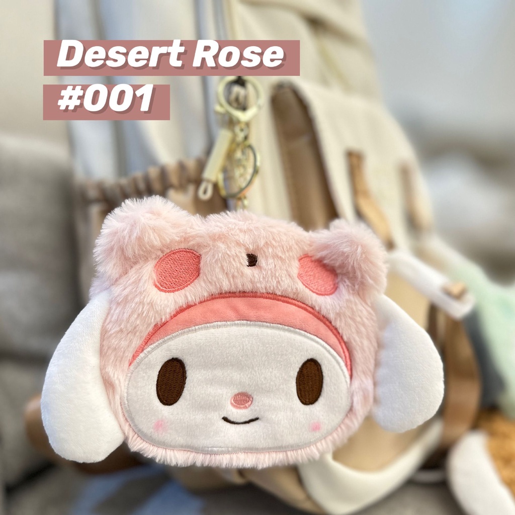 Sanrio Ví Đựng Tiền Xu / Thẻ / Tai Nghe Bằng Lông Nhung Hoạ Tiết Hoạt Hình Xinh Xắn