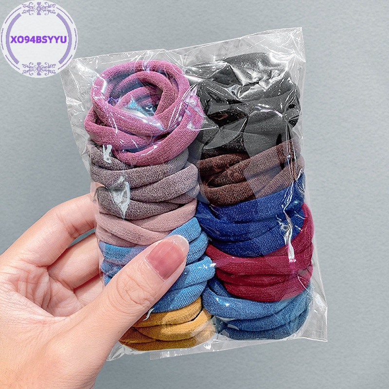 Xo94bsyu Set 50 Dây Thun Buộc Tóc Màu Trắng Đen Dành Cho Bé Gái vn