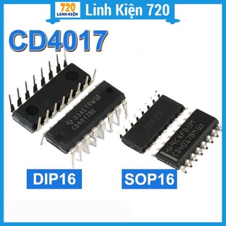 Ic đếm thập phân cd4017 chân cắm dip16 / chân dán sop16