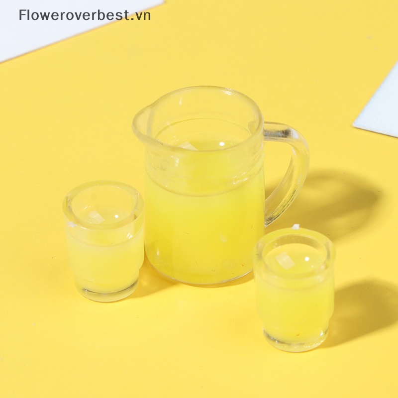 Set 3 Bình Nước Ép Trái Cây + 2 Ly Mini Tỉ Lệ 1: 12 Trang Trí Nhà Búp Bê