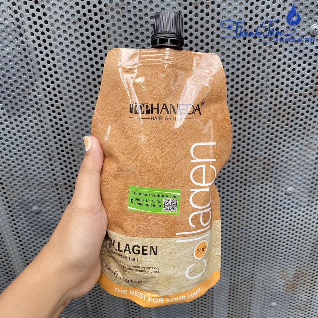 Kem ủ tóc phục hồi chăm sóc tóc bóng mượt Top Haneda Hair Artist Collagen 500ml | New 2024