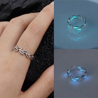 Nhẫn dạ quang hình chiếc lá thời trang cho cặp đôi