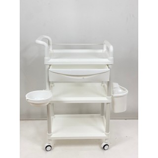  kệ xe đẩy 3 tầng có thùng rác dùng trong spa nail thẩm mỹ viện tiện dụng 