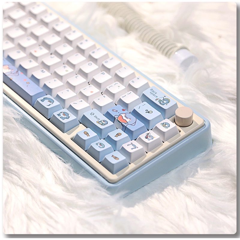 Bàn Phím Cơ oem 131 Phím Hình Cá Mập Màu Xanh Dương Sữa Dễ Thương
