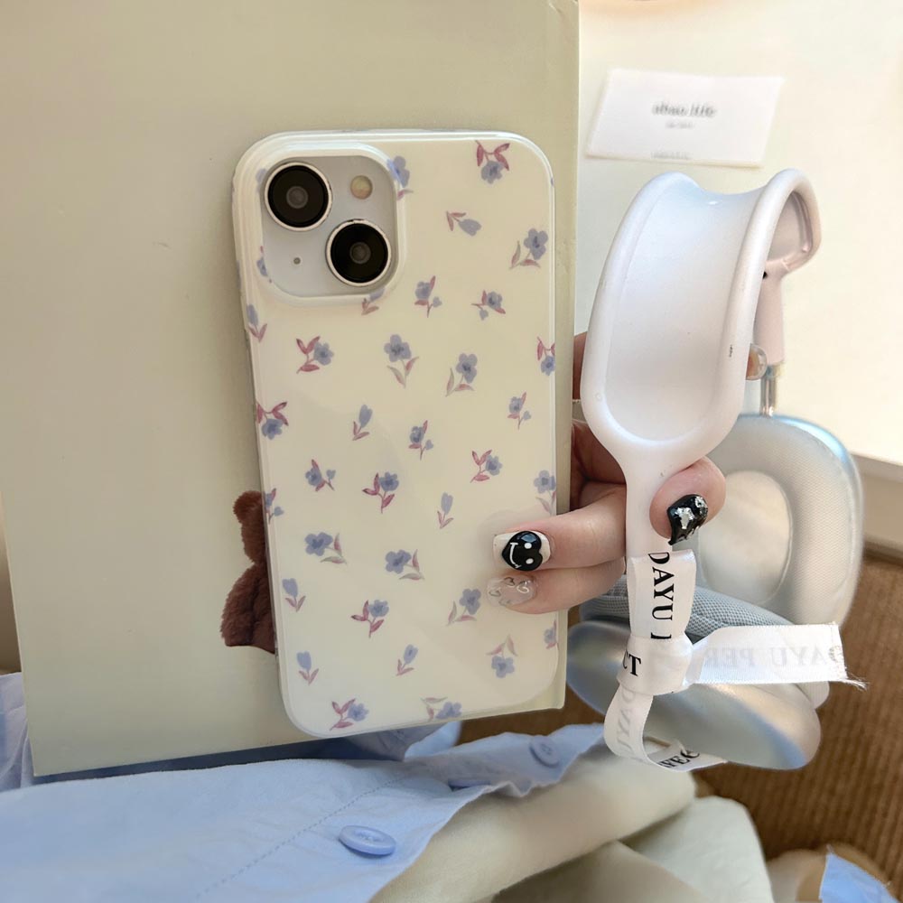 Ốp Điện Thoại Cứng Họa Tiết Hoa Xanh Trắng Cho iphone 11 12 12pro 12promax 13 13pro 13promax 14 14pro 14promax