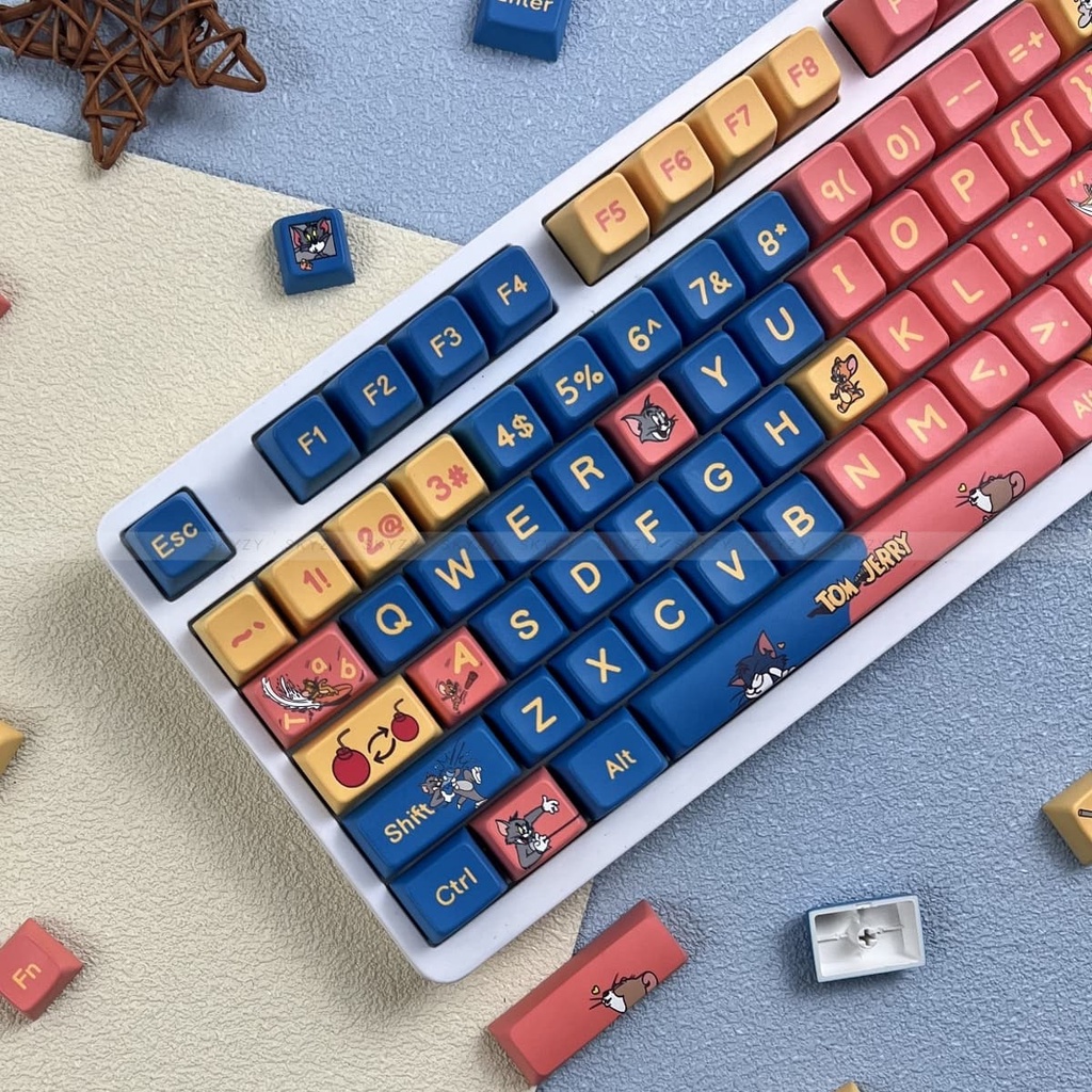 Tom và Jerry Keycaps MDA Profile Anime PBT Dye Sub Bàn Phím Cơ Keycap