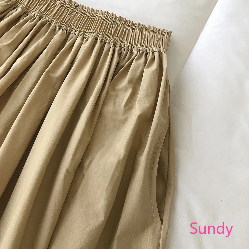 Plus Chân Váy cotton Trơn Màu size Lớn Theo Phong Cách Mùa Thu Dành Cho Nữ
