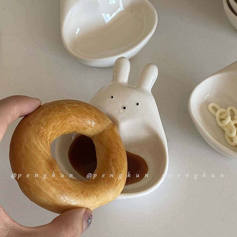 Đĩa Sứ Đựng Nước Chấm Hình Thỏ Hoạt Hình Ba Chiều Sáng Tạo