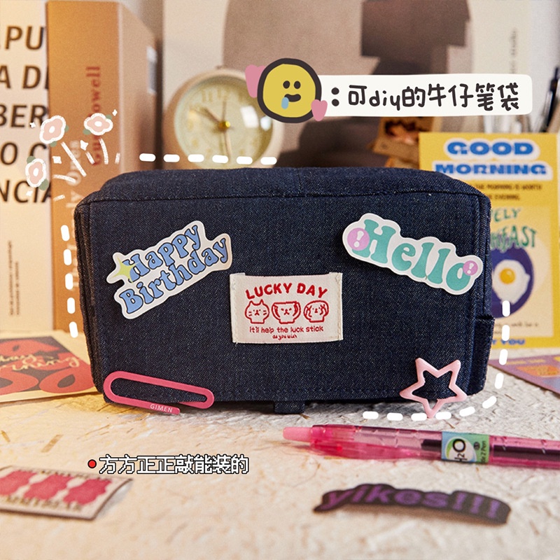 Túi Đựng Bút Bằng denim Họa Tiết Hoạt Hình Dễ Thương