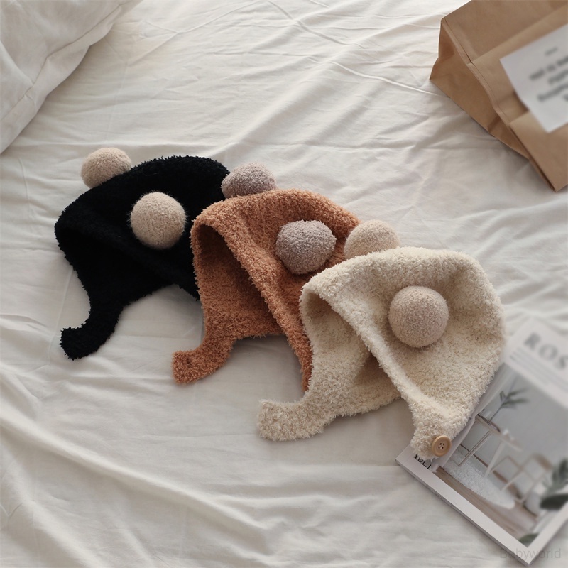 Mũ beanie Trùm Tai Giữ Ấm Mùa Đông Phong Cách Hàn Quốc Cho Bé