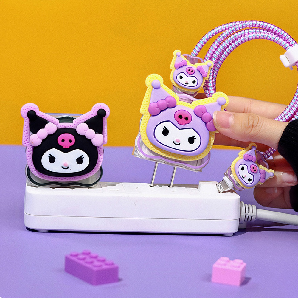 Hoạt Hình Phụ Kiện Bảo Vệ Dây Cáp Sạc iphone 18 / 20w 3d Hình sanrio kuromi